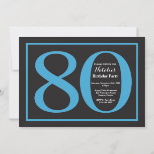 Invitation 80e Anniversaire Bleu et Noir Tableau Noir