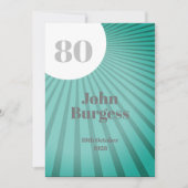 Invitation 80e anniversaire bleu mâle moderne anniversaire (Devant)