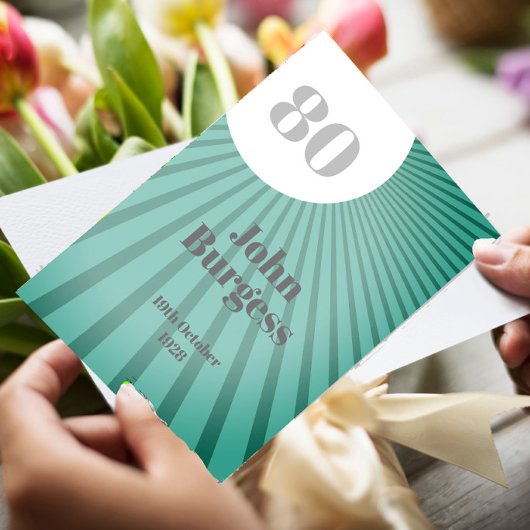 Invitation 80e anniversaire bleu mâle moderne anniversaire