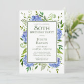 Invitation 80e anniversaire Blue Hydrangeas Surprise Party (Debout devant)