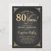 Invitation 80e anniversaire - Chalkboard Gold (Devant)