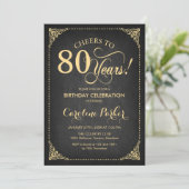 Invitation 80e anniversaire - Chalkboard Gold (Debout devant)