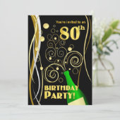 Invitation 80e anniversaire - Champagne amusant et festif (Debout devant)