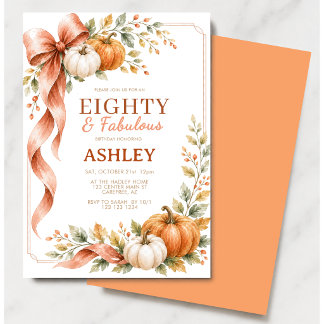 Invitation 80e Anniversaire Citrouille Aquarelle Automne