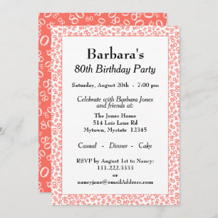 Invitation 80e anniversaire Cora et le Motif numérique blanc