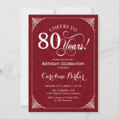 Invitation 80e anniversaire - Damas blanc rouge (Devant)