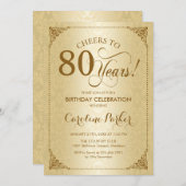 Invitation 80e anniversaire - Damas d'or (Devant / Derrière)
