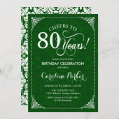 Invitation 80e anniversaire - Damas vert (Devant / Derrière)