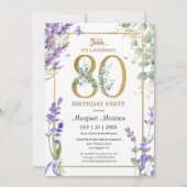 Invitation 80e anniversaire de fête aquarelle violet lavande (Devant)