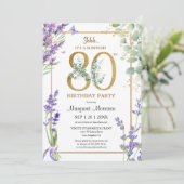 Invitation 80e anniversaire de fête aquarelle violet lavande (Debout devant)