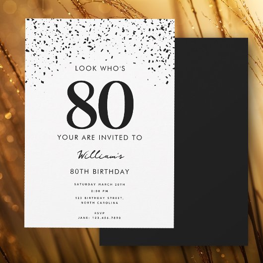 Invitation 80e anniversaire de fête Look Qui est 80 moderne