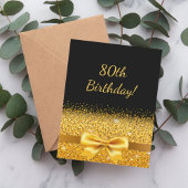 Invitation 80e anniversaire de fête noir or arc