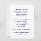 Invitation 80e anniversaire de fête Silver Blue Dolls Nom (Dos)