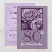 Invitation 80e anniversaire de la fête Elegant Lilac Purple R (Devant / Derrière)