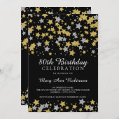 Invitation 80e anniversaire de la fête Gold Argent Parties sc (Devant / Derrière)