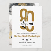 Invitation 80e anniversaire de la florale noire d'or 80e (Devant / Derrière)