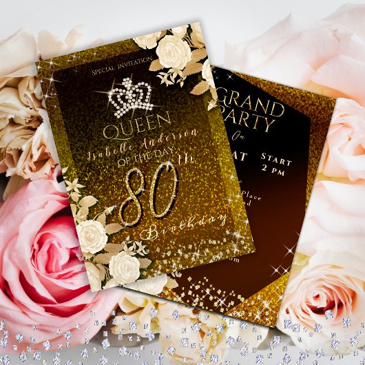 Invitation 80e anniversaire de l'or de la Couronne scintillan