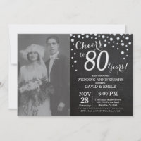 80e Anniversaire de Mariage Tableau Noir Argent