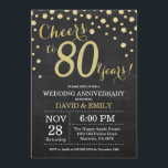 Invitation 80e anniversaire de mariage tableau noir et or<br><div class="desc">Invitation pour les 80 ans de mariage avec un tableau noir et or. Quatre-vingts ans de mariage. Fond de diamant pailleté noir et or. Confettis dorés. Anniversaire adulte. Fête d'anniversaire pour homme ou femme. Pour une personnalisation supplémentaire, veuillez cliquer sur le bouton "Personnaliser" et utiliser notre outil de conception pour...</div>