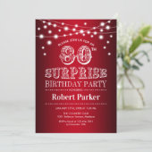 Invitation 80e anniversaire de surprise - Noir Rouge Blanc (Debout devant)