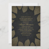 Invitation 80e anniversaire des Feuilles élégants de l'or noi (Devant)