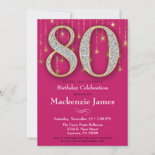 Invitation 80e anniversaire Diamants d'or rose Adu