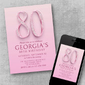 Invitation 80e anniversaire Diamants roses