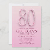 Invitation 80e anniversaire Diamants roses (Devant)