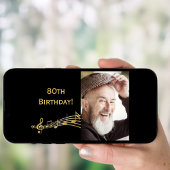 Invitation 80e anniversaire d'invitation photo noir pour les 