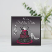 Invitation 80e anniversaire Disco Diva Cake and Heels Hot Pin (Debout devant)