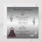 Invitation 80e anniversaire Disco Diva Cake and Sparkle Heels (Dos)