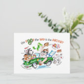 Invitation 80e anniversaire drôle sur mesure Caricature Invit (Debout devant)