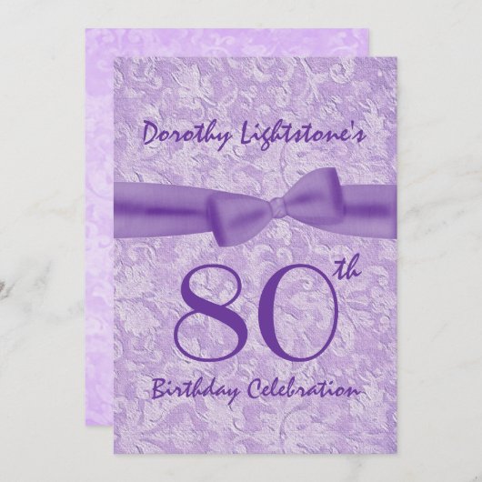 Invitation 80e anniversaire du groupe Purple Bow M454 (Devant / Derrière)