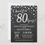 Invitation 80e anniversaire du Mariage Chalkboard Black Silve<br><div class="desc">80e anniversaire Mariage Chalkboard Black and Silver Invitation. Quatre-vingts Anniversaires Mariages. Chalkboard Black et Silver Parties scintillant Arrière - plan diamant. Confetti en argent. Anniversaire adulte. Fête d'anniversaire d'une femme ou d'un homme. Pour plus de personnalisation, cliquez sur le bouton "Customiser" et utilisez notre outil de conception pour modifier ce...</div>