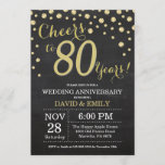 Invitation 80e anniversaire du Mariage Chalkboard noir et or<br><div class="desc">80e anniversaire Mariage Chalkboard Black and Gold Invitation. Quatre-vingts Anniversaires Mariages. Chalkboard Black et Gold Parties scintillant Diamond Arrière - plan. Confetti d'or. Anniversaire adulte. Fête d'anniversaire d'une femme ou d'un homme. Pour plus de personnalisation, cliquez sur le bouton "Customiser" et utilisez notre outil de conception pour modifier ce modèle....</div>