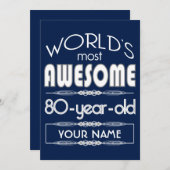 Invitation 80e anniversaire du meilleur bleu foncé (Devant / Derrière)