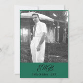 Invitation 80e anniversaire Elegant Monogramme Green Photo In (Dos)