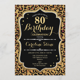 Invitation 80e anniversaire - Empreinte de léopard