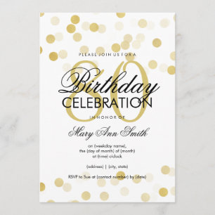 Invitation 80e anniversaire Faux Gold Foil Parties scintillan