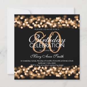 Invitation 80e anniversaire Faux Gold Hollywood Glam