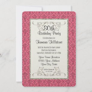 Invitation 80e anniversaire Faux Gold Parties scintillant Dam