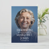 Invitation 80e anniversaire Femme Photo Simple Elegant (Debout devant)