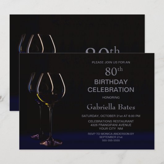 Invitation 80e anniversaire Fête du Vin Verre (Devant / Derrière)