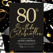 Invitation 80e anniversaire fête Elégante Parties scintillant