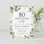Invitation 80e anniversaire fête Eucalyptus aquarelle (Debout devant)