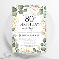 80e anniversaire fête Eucalyptus aquarelle
