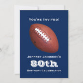Invitation 80e Anniversaire Fête Football Nom Bleu (Devant)