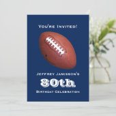 Invitation 80e Anniversaire Fête Football Nom Bleu (Debout devant)