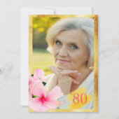 Invitation 80e anniversaire fête rose floral blanc photo (Devant)