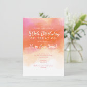 Invitation 80e anniversaire fête rose pâle Aquarelle (Debout devant)